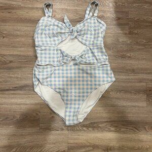 Blue and White Checkered swimsuit